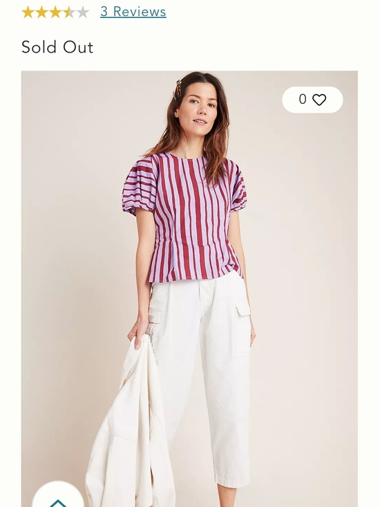 Anthropologie Tops - Anthropologie LINA Pink & Burgundy Striped Puff-Sleeve Blouse Mignon Doo